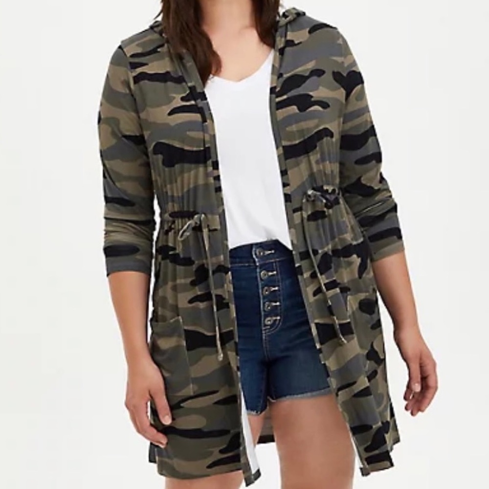 Torrid Super Soft Hooded Anorak Camo Print Cardigan 3X NWT